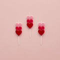 Stacked Heart Candles - Ombre Pink and Red Cake Candles - Valentine’s Day Heart Candles - Romantic Anniversary & Engagement Decor -Pack Of 3 - Jolie Fete UK