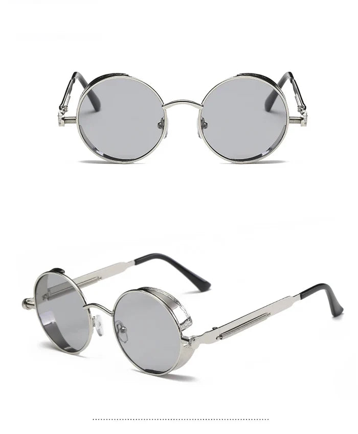 Steampunk Round Sunglasses – Retro Metal Frame UV400 Mens Fashion Eyewear