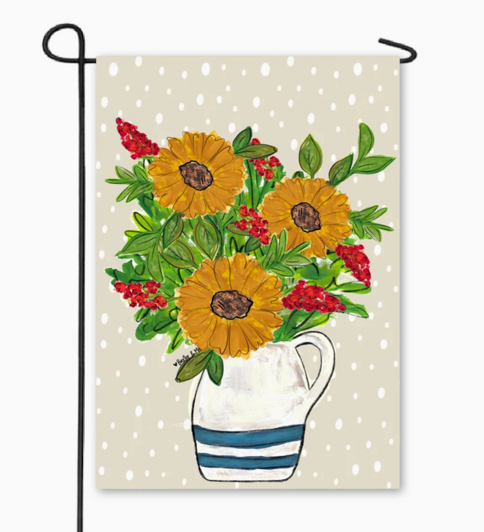 Sunflowers in Stoneware Pottery Garden Flag