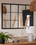 Tall Black Iron Window Mirror 120cm x 80cm