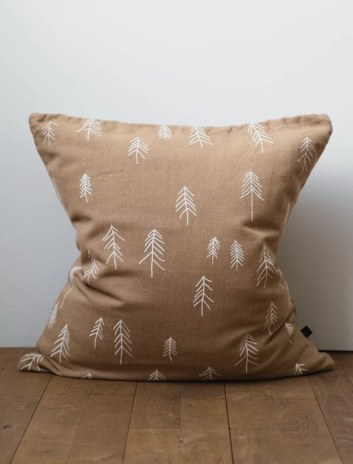 TALL EMBROIDERED CUSHION COVER, BROWN