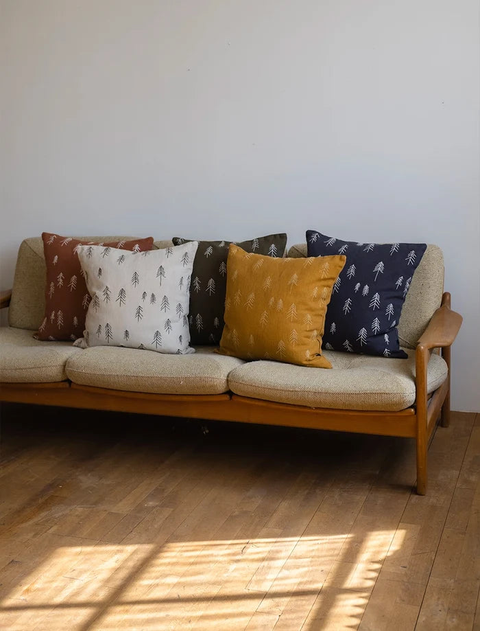 TALL EMBROIDERED CUSHION COVER, MUSTARD