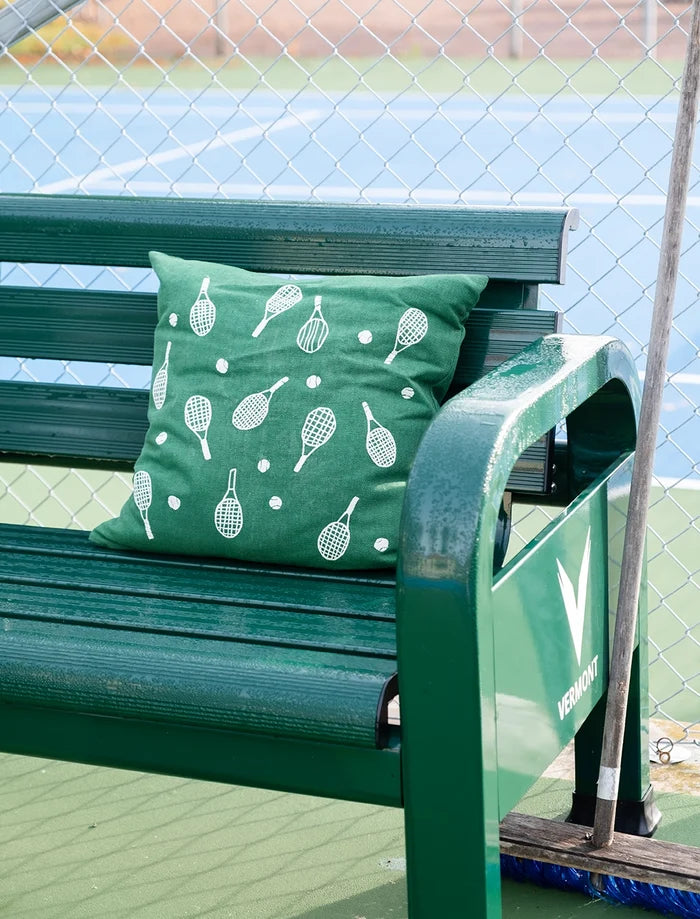 TENNISRACKET EMBROIDERED CUSHION COVER, GREEN