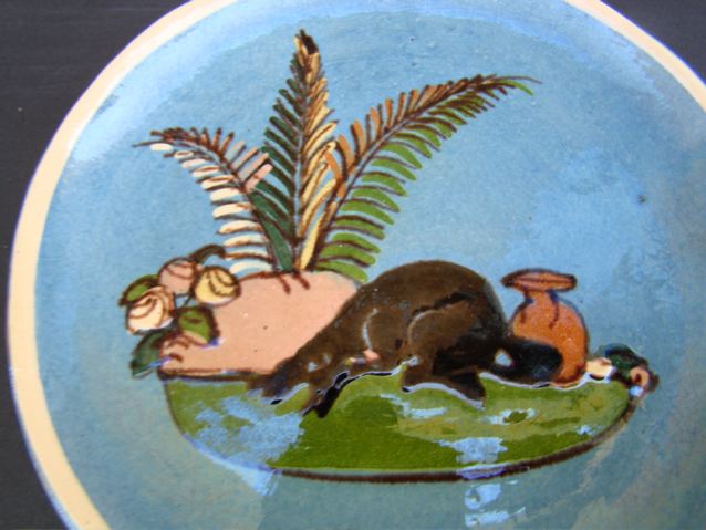 Tlaquepaque 1930’s 5.5″ Blue Plate: A Sleeping Dog Lies…