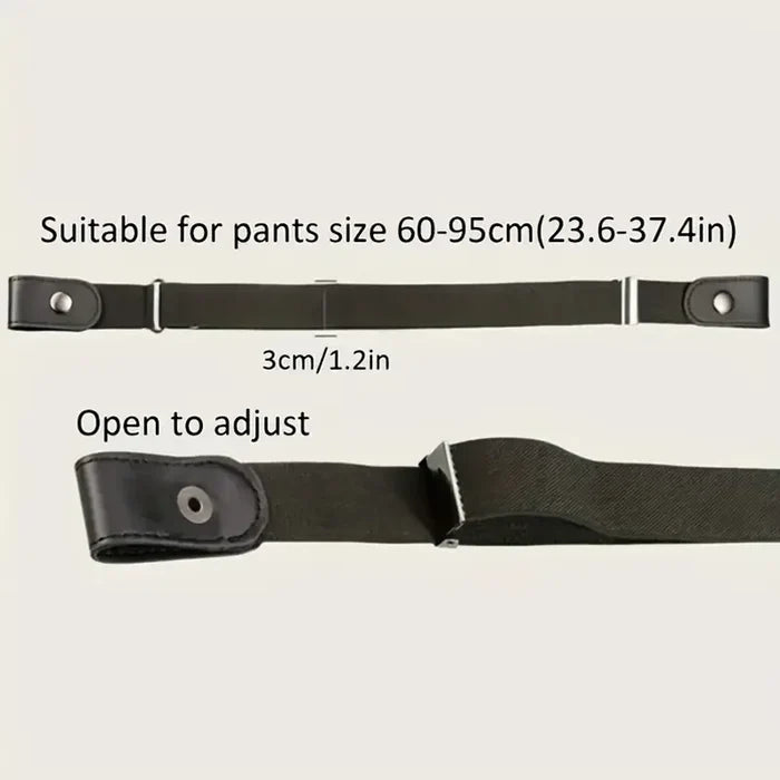 Home Sweet Home traceless elastic belt with invisible stretch waistband for men and women, shown in close-up.