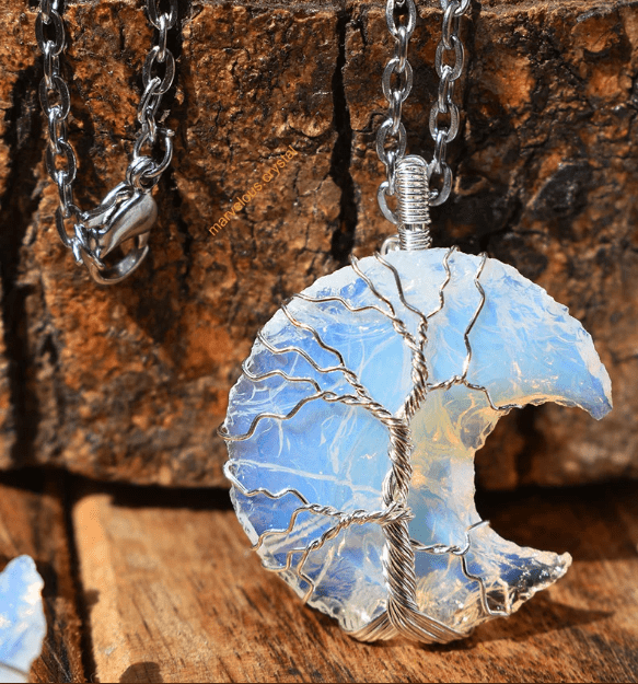 Tree of Life Crescent Moon Necklace - iamlazy.store