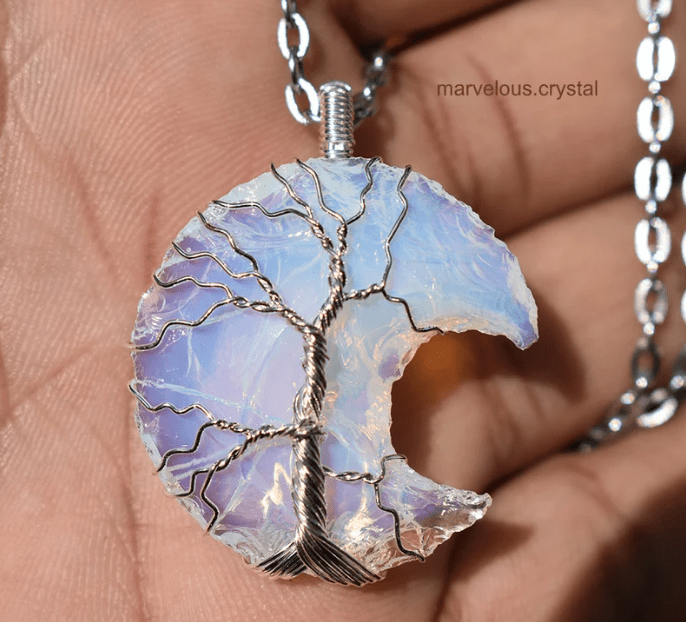 Tree of Life Crescent Moon Necklace - iamlazy.store