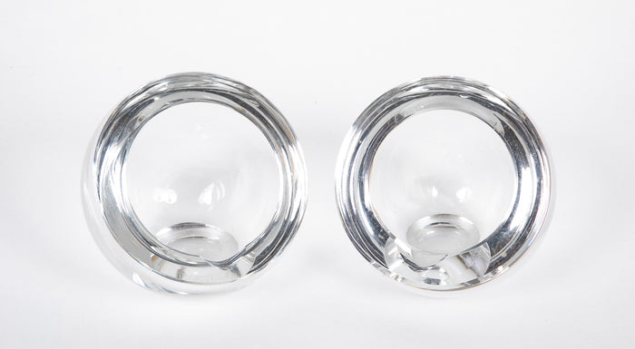 Two Spherical Glass Ashtrays by Baccarat  -  Priced Individually