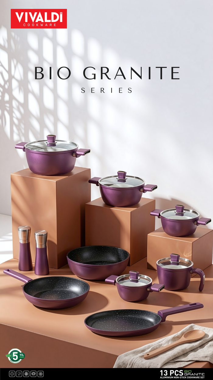Vivaldi - Titanium Cookware Set with Stainless Steel Lids - 13 Pieces
