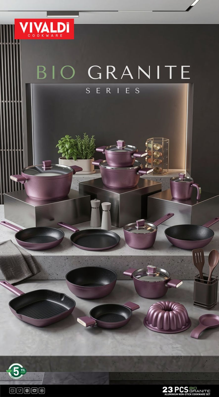 Vivaldi Bio Titanium Cookware Set with Stainless Steel Lids - 23 Pieces