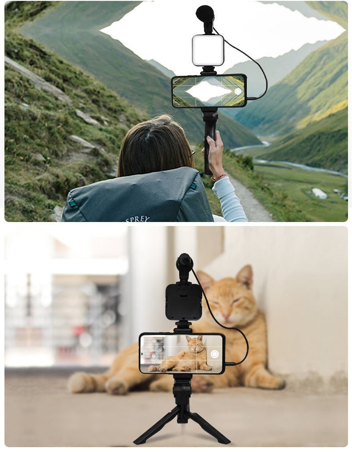 Vlogging Tripod with Microphone & LED - iamlazy.store