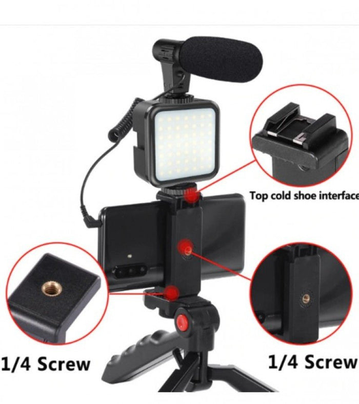 Vlogging Tripod with Microphone & LED - iamlazy.store