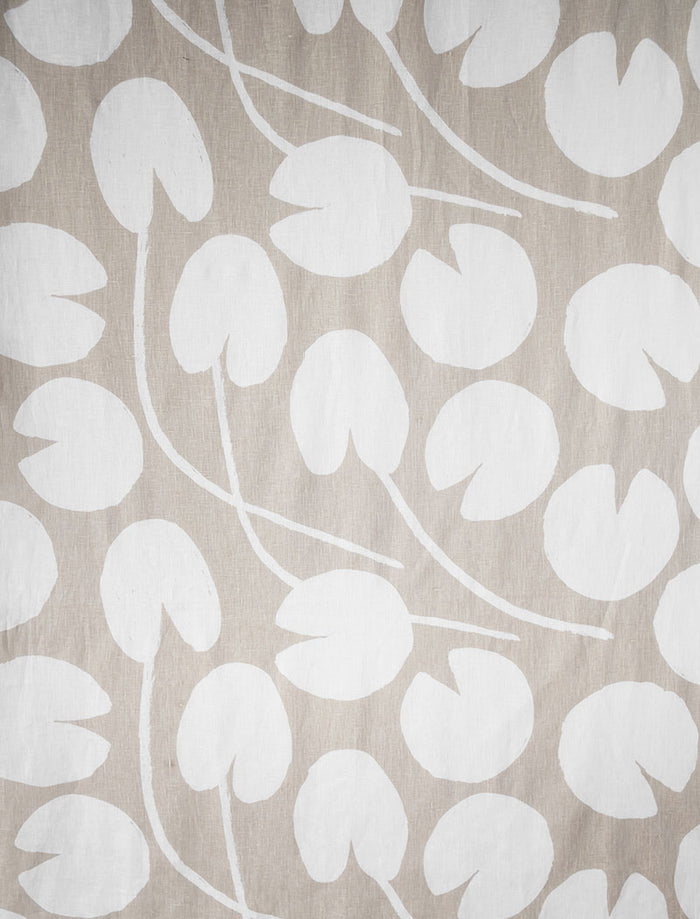 WATER LILIES LINEN FABRIC BY THE METRE, SAND