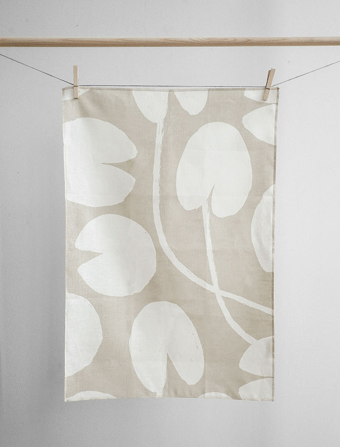 WATER LILIES TEA TOWEL, SAND
