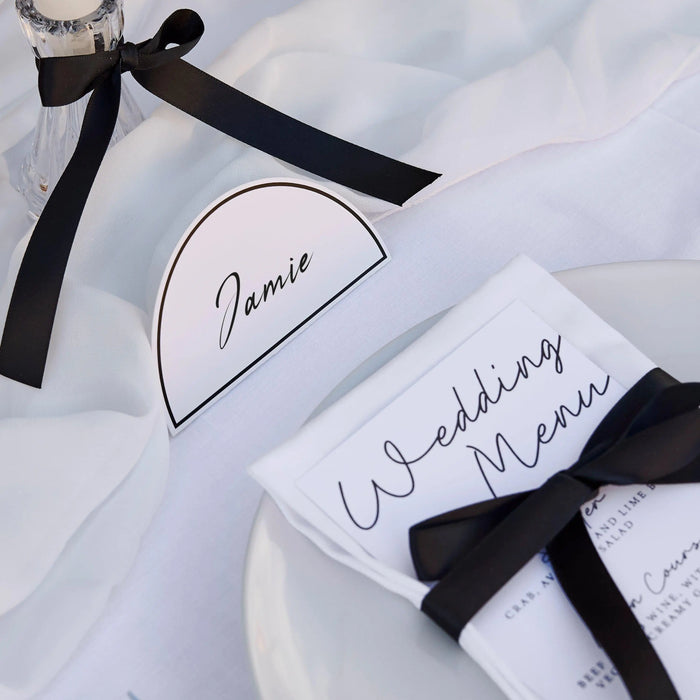 Welcome To Our Wedding Sign - Clear Arch Acrylic Sign With Black Script Lettering - Customise Your Names & Date -Minimalist Monochrome Decor - Jolie Fete UK