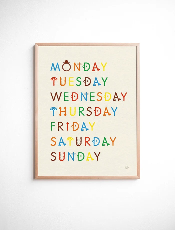 WEEKDAYS POSTER - 50x70 cm