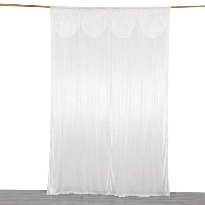 White draped fabric curtain with gathered detailing
