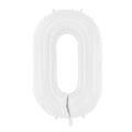 White Number 0 Balloon 86cm / 34" - Large Matt White Foil Mylar Digit - 10th Birthday Balloon - 100th - Anniversary Party Supplies - Jolie Fete UK