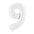 White Number 9 Balloon 86cm / 34" - Large Matt White Foil Mylar Digit - 90th Birthday Balloon - 9th - Anniversary Party Supplies - Jolie Fete UK