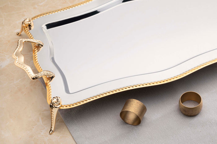 ZINCIR WITH LEG GOLD+SANDBLAST - TRAY SET - 2-PIECE